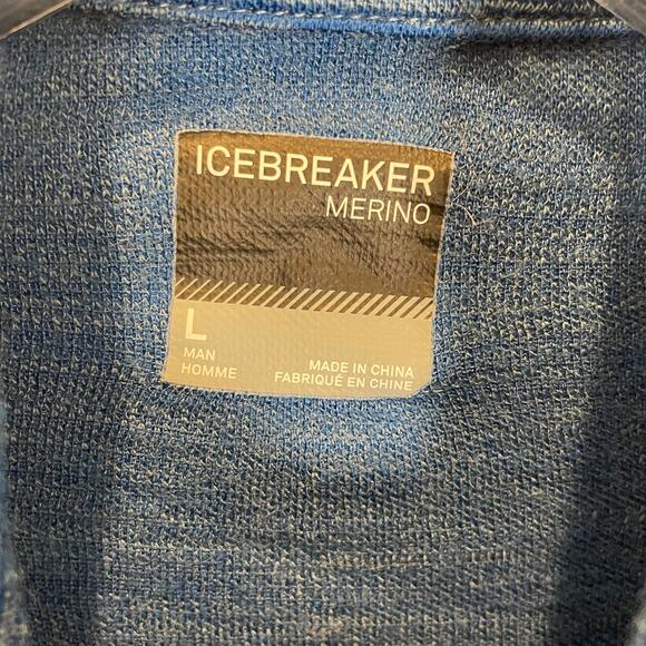 Icebreaker Mens Merino Wool Zip Jacket Base Layer Blue Spacedye Gorpcore L - Picture 2 of 6
